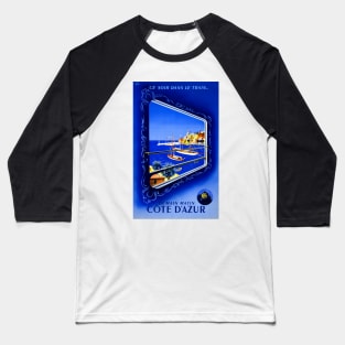 Vintage Travel Poster France Cote dAzur Baseball T-Shirt